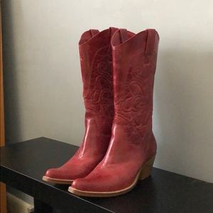 Red High Noon Leather Cowboy Boots